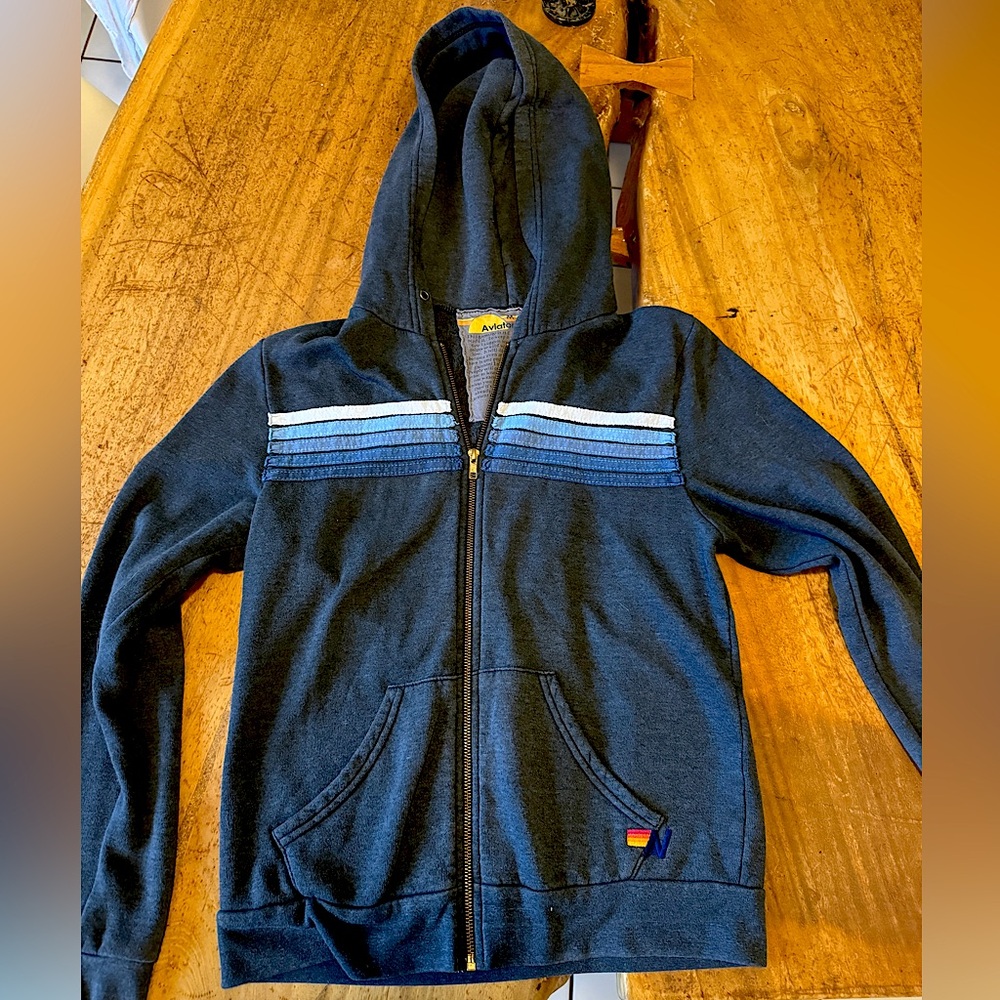 AviatorNation 5 stripe zip hoodie & pants  navy/charcoal